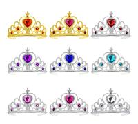 Forreen Princesse Couronne Set, 9 Pièces Diadème Princesse Cristal Coloré Magnifiquement Couronne Anniversaire pour Enfants Fille Fête d'Anniversaire Fête Costumée