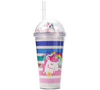 Forreen Tasse en Plastique, 450ML Gobelet avec Paille Reutilisable et Couvercle Double Paroi Anti-¨¦claboussures Bouteille d'Eau pour Enfants, Adultes, ¨¦cole, Bureau