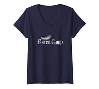 Forrest Gump Feather Title Logo T-Shirt avec Col en V