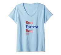 Forrest Gump Run Forrest Run Red And Blue Title Logo T-Shirt avec Col en V