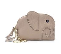 FORRICA Femmes Éléphant Petit Portefeuille Cuir Véritable Filles Mini Porte Monnaie À Glissière Court Mince Porte Monnaie Léger Porteclés Portefeuilles Gris