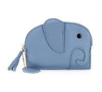 FORRICA Femmes Éléphant Petit Portefeuille Cuir Véritable Filles Mini Porte Monnaie À Glissière Court Mince Porte Monnaie Léger Porteclés Portefeuilles Bleu