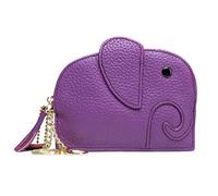 FORRICA Femmes Éléphant Petit Portefeuille Cuir Véritable Filles Mini Porte Monnaie À Glissière Court Mince Porte Monnaie Léger Porteclés Portefeuilles Violet