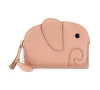 FORRICA Femmes Éléphant Petit Portefeuille Cuir Véritable Filles Mini Porte Monnaie À Glissière Court Mince Porte Monnaie Léger Porteclés Portefeuilles Rose