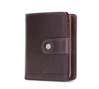 FORRICA Homme Portefeuille Cuir Véritable Femmes Portefeuille Vachette Porte Monnaie À Glissière Carte Crédit Blocage RFID Poche à Monnaie avec Boîte Cadeau Marron B