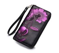 FORRICA Portefeuille Femme Cuir Grande Capacite Porte Monnaie Porte-chéquiers Porte-Cartes Dessin PU Cuir RFID Blocage Portefeuille Dames Long Portefeuille Violet