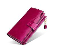 FORRICA Portefeuille Femme Cuir Véritable Porte Monnaie À Glissière Poche à Monnaie Grande Capacite Porte Cartes Long Dames Portefeuille avec RFID Blocage Mauve