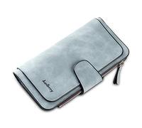 FORRICA Portefeuille Femme Longue Cuir Porte Monnaie Dames Fermeture Éclair Porte Cartes Élégant Vintage Portefeuilles avec Boîte Cadeau Bleu