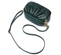 FORRICA Sac à Bandoulièr Femmes Portefeuille Cuir Véritable Sac de Téléphone Portable Pochette Dames Mode Porte Monnaie Glissière à 3 Niveaux Vert