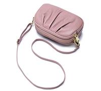 FORRICA Sac à Bandoulièr Femmes Portefeuille Cuir Véritable Sac de Téléphone Portable Pochette Dames Mode Porte Monnaie Glissière à 3 Niveaux Rose