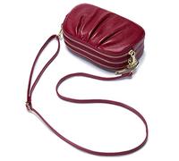 FORRICA Sac à Bandoulièr Femmes Portefeuille Cuir Véritable Sac de Téléphone Portable Pochette Dames Mode Porte Monnaie Glissière à 3 Niveaux Rouge