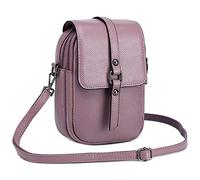 FORRICA Sac à Bandoulièr Téléphone Femmes Cuir Véritable Bandoulière Pochette Sac Messenger Petit Sac à Main Portefeuille avec Prise Casque Violet