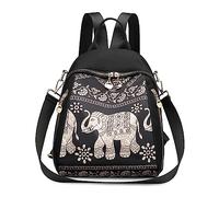FORRICA Sac à Dos Femme Petit Mode Sac à Main Sac a Dos 2 en 1 Dames Sac à Bandouliere Multipoches Étanche Nylon Daypack pour Voyage Travail Scolaire Shopping éléphant