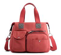FORRICA Sac à Main Femmes Sacs à Bandoulière Grande Sac D'épaule Imperméable Tissu Oxford Dames Sac Cabas Multi Poches Sacoche Orange