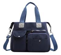 FORRICA Sac à Main Femmes Sacs à Bandoulière Grande Sac D'épaule Imperméable Tissu Oxford Dames Sac Cabas Multi Poches Sacoche Bleu