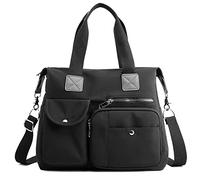 FORRICA Sac à Main Femmes Sacs à Bandoulière Grande Sac D'épaule Imperméable Tissu Oxford Dames Sac Cabas Multi Poches Sacoche Noir