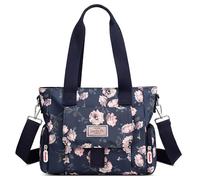 FORRICA Sac à Main Femmes Sacs à Bandoulière Grande Sac D'épaule Impression de Mode Imperméable Dames Sac Cabas avec Multi Poches Fleur A