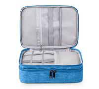 FORRICA Sac Électronique Multifonctionnel Étanche Sac Rangement Accessoires Sac Câble Portable pour Tablette Chargeur Câbles USB Cartes Mémoire Disque Dur USB Bleu A