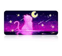 FORRICA Tapis de Souris Mignon sous Main Bureau 900x400 MM Gaming Mouse Pad XXL Grand Claviers Tapis Imperméable Antidérapant pour PC Ordinateur Jeux Bureau Chat E