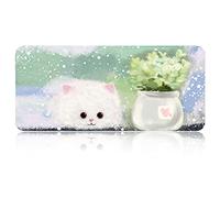 FORRICA Tapis de Souris Mignon sous Main Bureau 900x400 MM Gaming Mouse Pad XXL Grand Claviers Tapis Imperméable Antidérapant pour PC Ordinateur Jeux Bureau Chat A