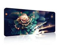 FORRICA Tapis de Souris XXL 900x400 MM Grand Souris Tapis Jeu Mouse Pad Antidérapant Imperméable Pad Clavier Tapis Table Tapis D'écriture pour Bureau à Domicile Fleurs C