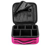 FORRICA Trousse Maquillage Femme Rangement Cosmétique Voyage Sac de Maquillage Professionnel Malette Maquillage Fille avec Cloison Amovible Pinceaux Pochette Rouge