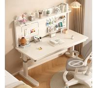 FORRTY Bureau D’étude Réglable en Hauteur avec Étagère & Panneau Perforé, Table D’Apprentissage À Manivelle Tiroir, Poste Écriture, Informatique Rangement, Maison & Bureau(Desk2,80CM)