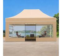 FORRTY Tente Pliante Hexagonale Robuste avec Parois Cadre Acier 45mm Tente Instantanée Étanche Anti-UV Abri De Jardin Pliable 2m/3m/4.5m Gazebo Extérieur Serre Plantes Événement(Transparent,3X4.5m)
