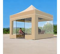 FORRTY Tente Pliante Hexagonale Robuste avec Parois Cadre Acier 45mm Tente Instantanée Étanche Anti-UV Abri De Jardin Pliable 2m/3m/4.5m Gazebo Extérieur Serre Plantes Événement(Transparent,3X3m)