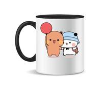 Forsca Bear And Panda Bubu Dudu Balloon Tasse à Thé et Café en Céramique, 330ml, Blanc Magique, Rose, Noir 330ml