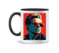 Forsca Brad Pitt Poster Tasse à Thé et Café en Céramique, 330ml, Blanc Magique, Rose, Noir 330ml