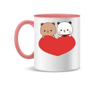 Forsca Bubu Dudu Love Heart Tasse à Thé et Café en Céramique, 330ml, Blanc Magique, Rose, Noir 330ml