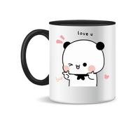 Forsca Love Wink From Bubu Panda To Bear Dudu Tasse à Thé et Café en Céramique, 330ml, Blanc Magique, Rose, Noir 330ml