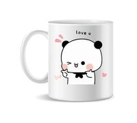 Forsca Love Wink From Bubu Panda To Bear Dudu Tasse à Thé et Café en Céramique, 330ml, Blanc Magique, Rose, Noir 330ml