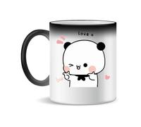 Forsca Love Wink From Bubu Panda To Bear Dudu Tasse à Thé et Café en Céramique, 330ml, Blanc Magique, Rose, Noir 330ml