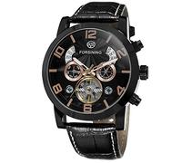 Forsining FSG165M3B2 Montre à remontage Automatique avec Bracelet en Cuir pour Homme