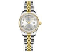 FORSINING Montre à quartz pour femme avec bracelet en acier inoxydable, Blanc-Blanc