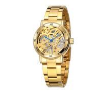 FORSINING Montre automatique pour femme - Squelette mécanique tendance - Bracelet en acier inoxydable - Cadran à chiffres romains - Montre de luxe pour femme, doré, Bracelet