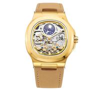 FORSINING Montre automatique pour homme avec chronographe soleil et lune avec bracelet en cuir