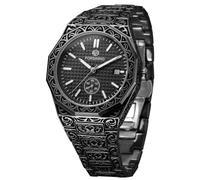 FORSINING Montre automatique pour homme - Étanche - Date - Minimaliste - Bracelet en acier inoxydable, 3 noir., Rétro