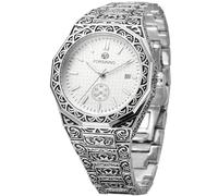 FORSINING Montre automatique pour homme - Étanche - Date - Minimaliste - Bracelet en acier inoxydable, 5 Argent et blanc, Rétro