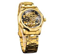 FORSINING Montre automatique pour homme - Montre mécanique à tourbillon - Style professionnel - Étanche - Cadran diamant de luxe, doré, Bracelet