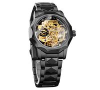 FORSINING Montre automatique pour homme - Montre mécanique à tourbillon - Style professionnel - Étanche - Cadran diamant de luxe, Noir , Bracelet