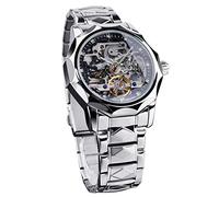 FORSINING Montre automatique pour homme - Montre mécanique à tourbillon - Style professionnel - Étanche - Cadran diamant de luxe, Argenté., Bracelet