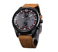 Forsining Montre-bracelet mécanique à remontage automatique pour homme en cuir véritable squelette militaire montre calendrier montre étanche, Noir , Sangle