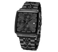 FORSINING Montre chronographe de sport étanche pour homme - Montre à quartz analogique avec affichage de la date et bracelet en silicone, noir