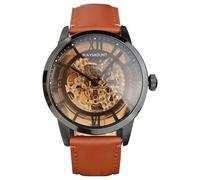 FORSINING Montre Homme Automatique Mouvement Mécanique Cadran Squelette Bracelet Cuir, marron clair