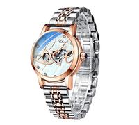 FORSINING Montre mécanique automatique pour femme, bracelet en acier inoxydable or rose, cadran squelette de luxe, élégante montre-bracelet, 88302, Bracelet