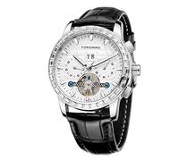 FORSINING Montre mécanique pour homme en acier inoxydable étanche avec date, mois, semaine lumineuse, 2-Blanc, Entreprise