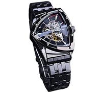 FORSINING Montre mécanique tendance pour homme, cadran triangulaire doré, argenté, cadran noir, montre de luxe à remontage automatique, étanche et lumineuse, Noir , Bracelet